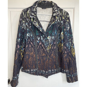 Vintage Kaktus Women's Double Knit Jacquard Blazer Sz L Art-to-Wear Boho